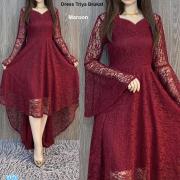 Dress Trisya Brukat maroon